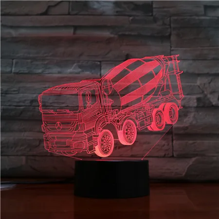Автобетоносмеситель 3D стерео лампа Спальня светодиодная атмосферная креативный