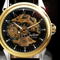winner new design classic luxury mens watches top brand luxury transparent black gold skeleton watch men mechanical montre homme