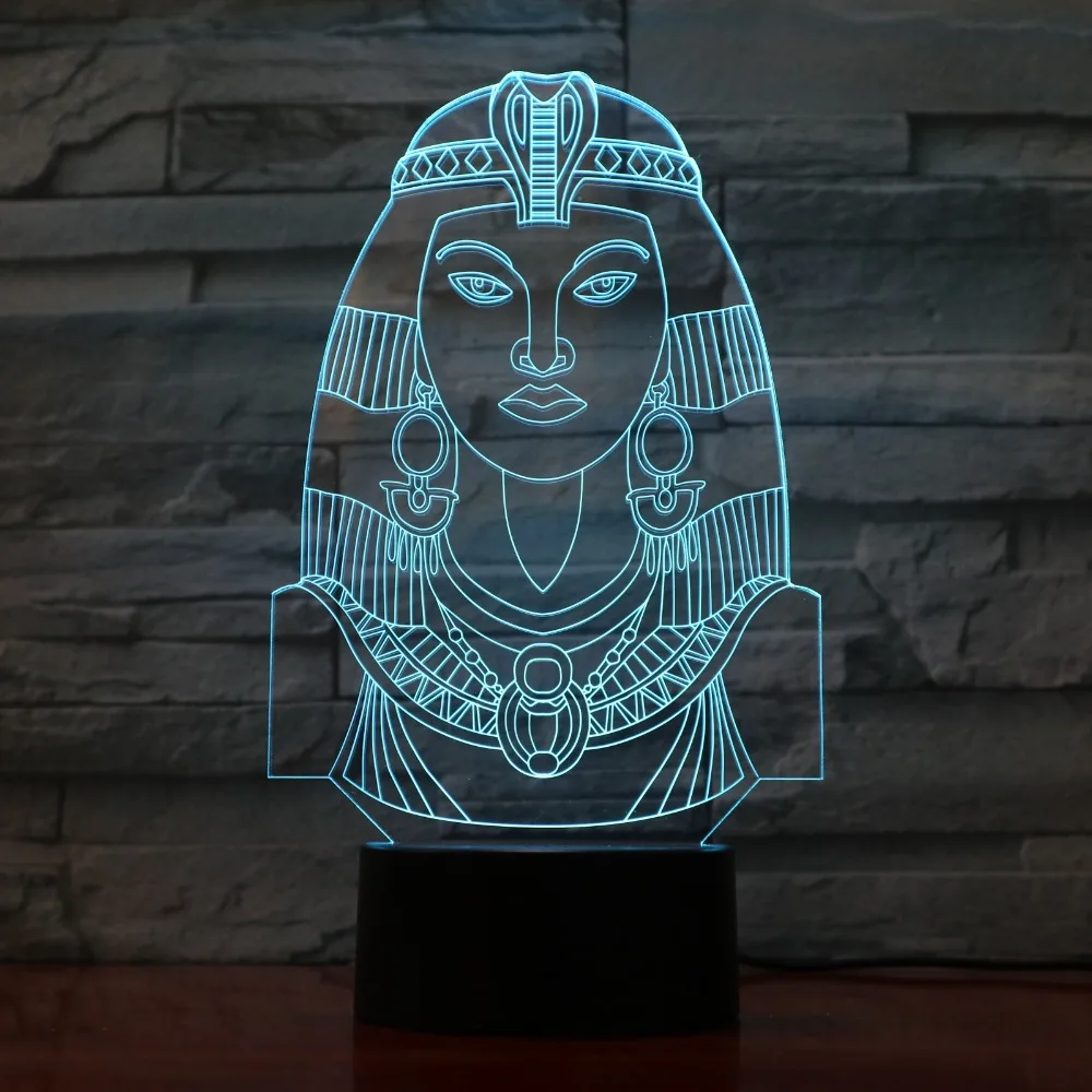 Древняя египетская Клеопатра 7 цветов светодиодная Ночная лампа для детей