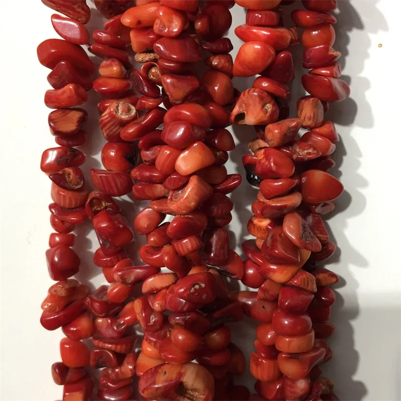 Бесплатная Форма красный коралл натуральный камень Бусины кусочки гальки бусины