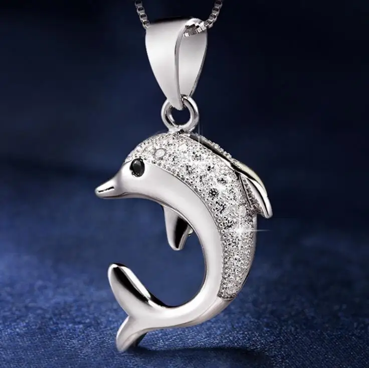 Ожерелье женское с подвеской в виде дельфина серебро 925 пробы | Украшения и