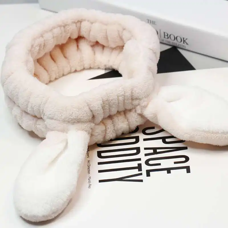 Супер милый ободок с ушками кролика эластичный для мытья лица и нанесения макияжа широкий ободок для волос для женщин и девочек - аксессуары для волос.