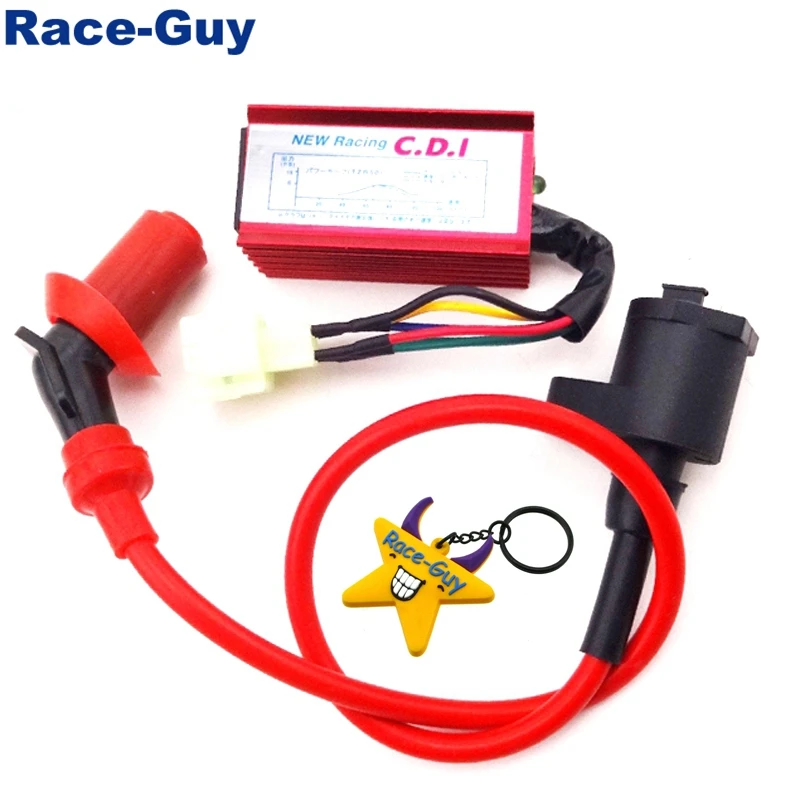 Катушка зажигания Red Racing + 6 контактный провод AC CDI для китайского двигателя GY6 50