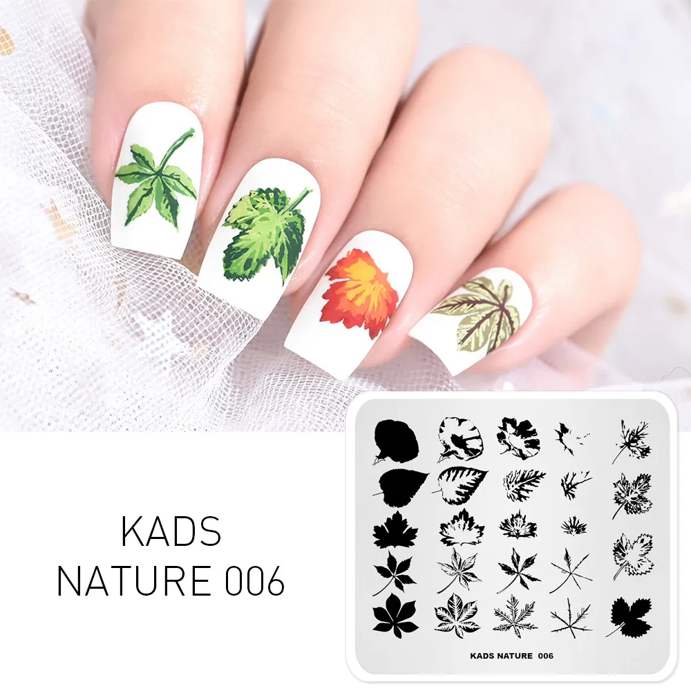 KADS природа 006 напечатанные листья Индус клен маникюрная пластина Шаблон трафарет для ногтей штамп пластина для стемпинга для нейл-арта
