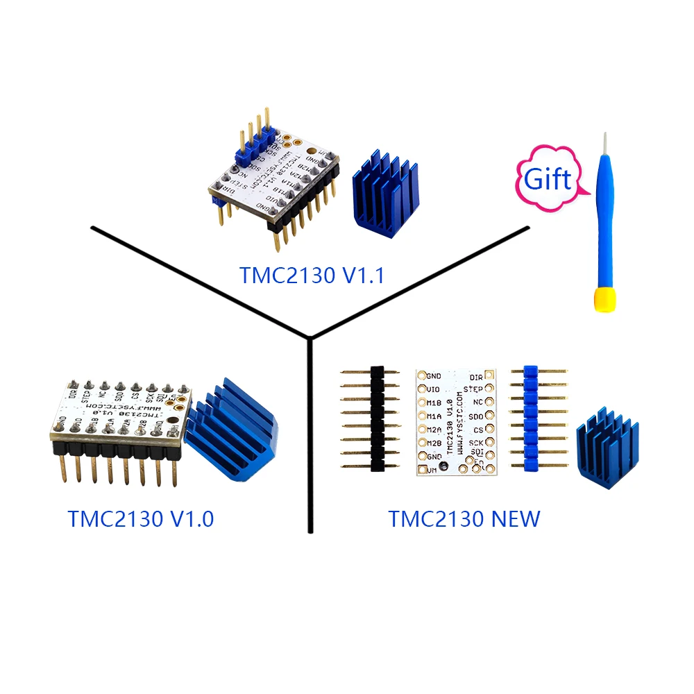 1 шт. TMC2130 V1.0/2130 /TMC V1.1 три вида Stepstick Драйвер шагового двигателя SPI с радиатором ультра-тихий отличный