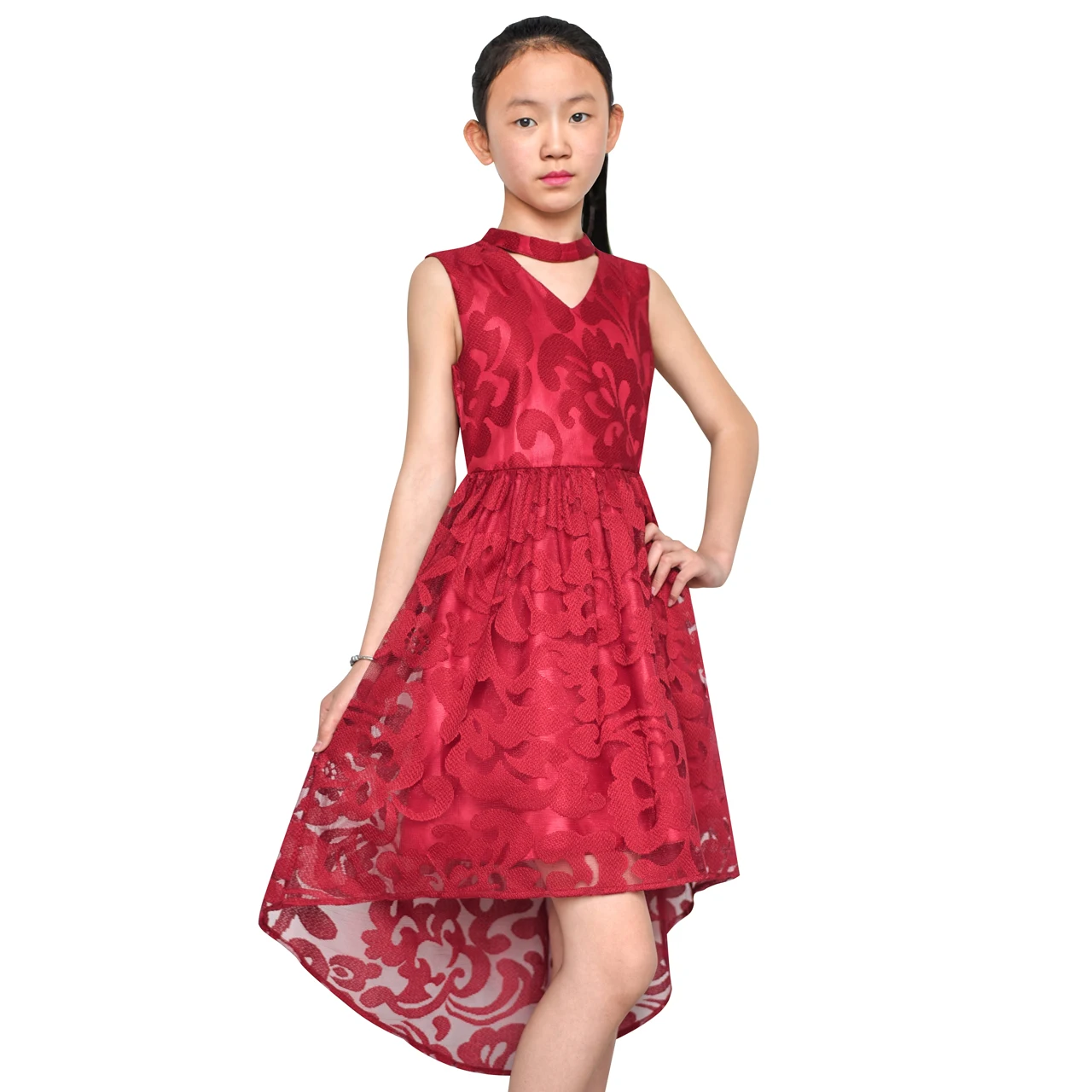 Sunny Fashion платья для девочек новогодние костюмы Цветок Девушка Платье Бургундия