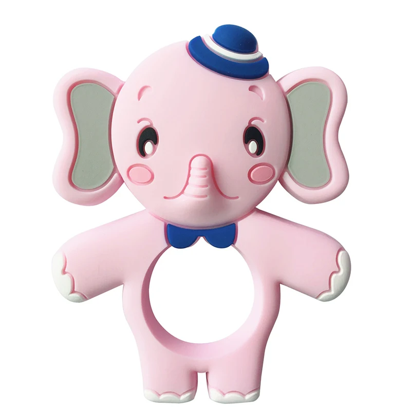 pink elephant 13 цветов, силиконовые прорезыватели, животные, Коала, Сова, слон, детское кольцо, прорезыватель, силиконовые жевательные подвески, Детские Прорезыватели, подарок, игрушки для малышей - Цвет: pink elephant
