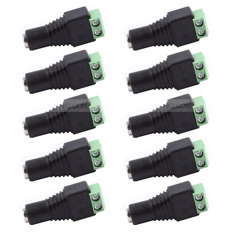 10pcs DC 5.5 x 2.1mm Power Female Jack Adapter Plug Connector for CCTV Camera LED