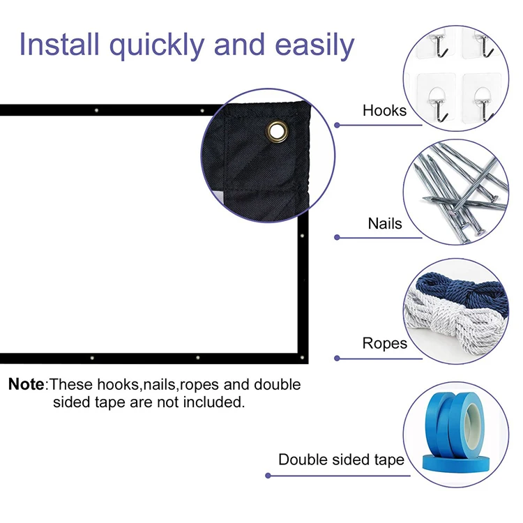 Портативный складной холщовый экран большого размера с соотношением 200 дюйма 4:3