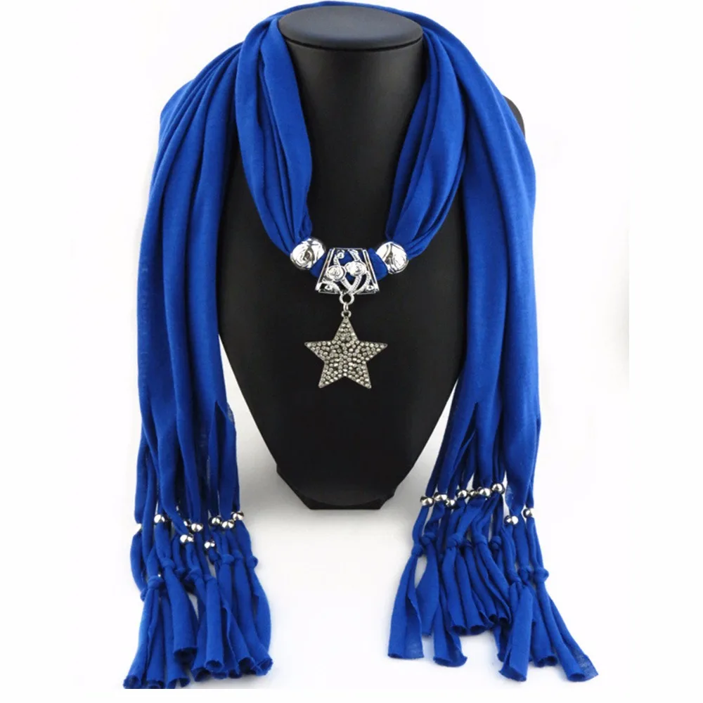 Lureme женский шарф ожерелье звезда кулон однотонный длинный с кисточкой (sf000074) |