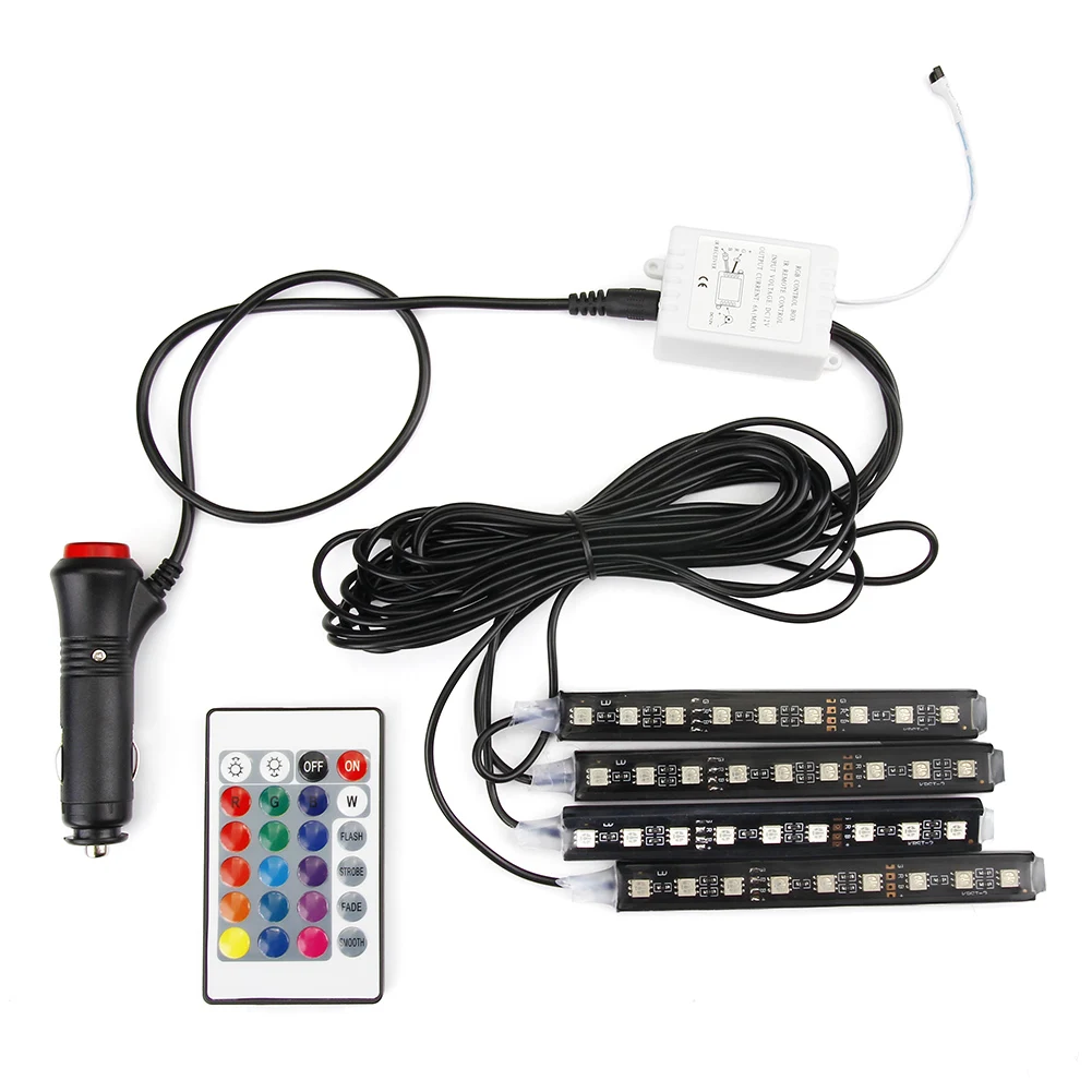 4 шт. SMD5050 RGB Светодиодная лента светодиодная лампа 16 цветов автомобильный