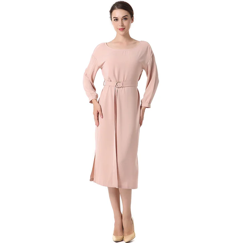 Woman Dress 2018 Summer and Spring Pink Bat Sleeve Backless Loose Mid-calf Robe Longue Elegant Party Beach | Женская одежда