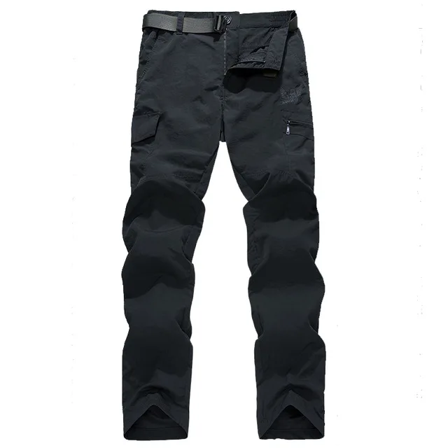 Summer Thin black Мужские зимние плотные теплые брюки-карго, повседневные флисовые длинные брюки с несколькими карманами, водонепроницаемые Свободные мешковатые брюки для мужчин - Цвет: Summer Thin black