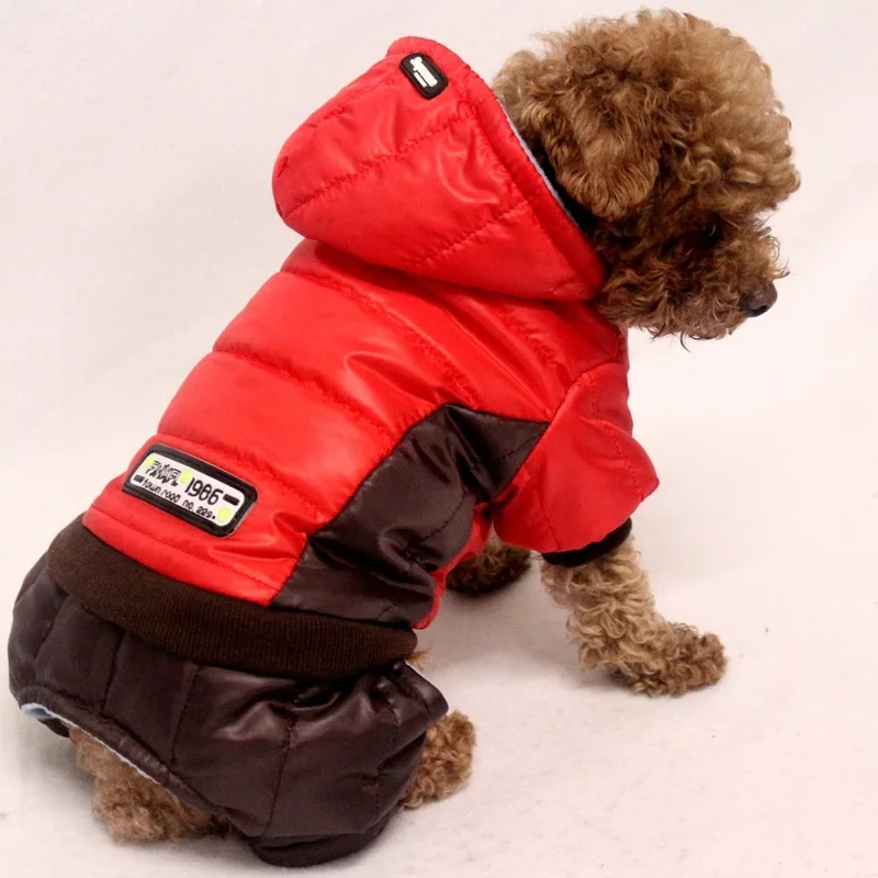 Зимние Утепленные парки для собак Модное теплое пальто с капюшоном комбинезон