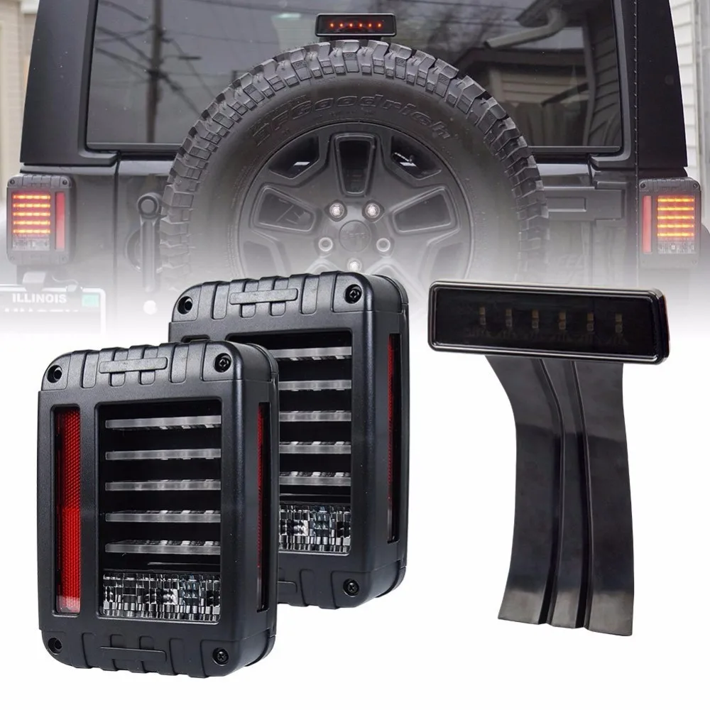 Wrangler JK светодиодный задний фонарь светильник + объектив дым в третьих Высокая