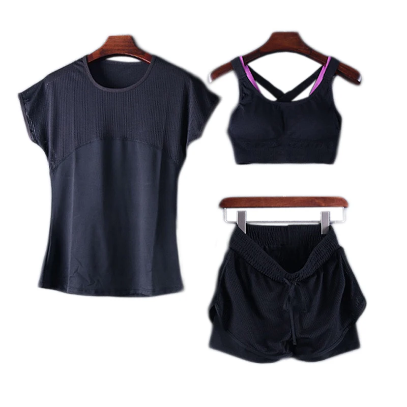 2018 Летняя женская спортивная одежда из 3 предметов эластичные спортивные