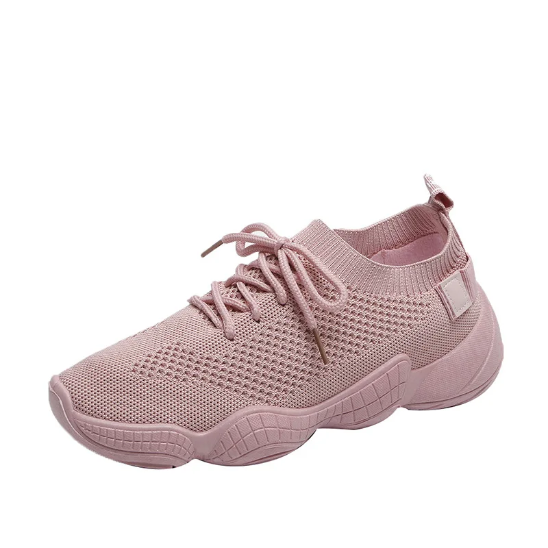 

XDA New Women shoes Feminine Knitting Mesh Fashion lace-up Casual Shoes Thicken Soled Mujer sneaker Zapatillas Flat Socks Shoes