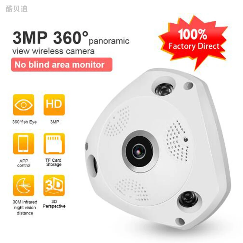 1080P HD Wifi рыбий глаз камера 3.0MP 360 градусов панорамная 3D VR детский монитор Мини DVR