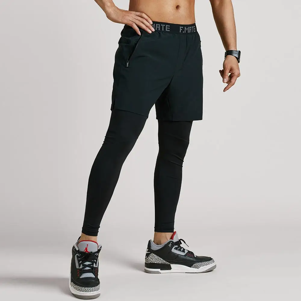 Новинка мужские тренировочные колготки F.Mate шорты два в одном легкие и дышащие