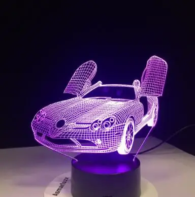 Car 6 Быстрая скорость спортивный автомобиль 3D ночник акриловая пластина 7 цветов меняющийся светодиодный настольный светильник 3D иллюзия лампы для мальчиков подарки - Испускаемый цвет: Car 6