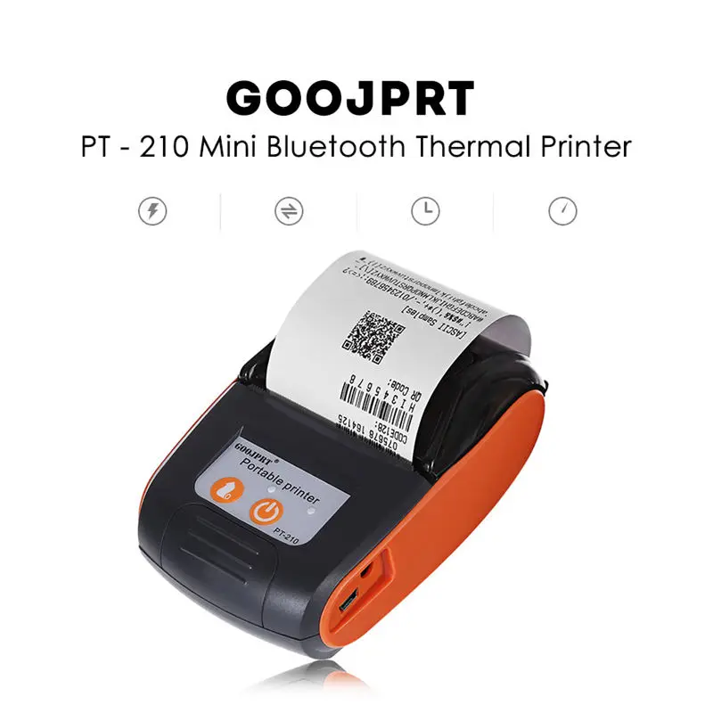 Goojprt Pt210 58 мм Bluetooth термопринтер портативный беспроводной Чековая машина для Windows Android Ios Eu Plug