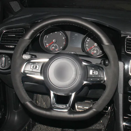 Style3 HuiER DIY ручной пошив чехол рулевого колеса автомобиля замша кожа для Volkswagen Golf 7 GTI Golf R MK7 VW Polo GTI Scirocco - Название цвета: Style3