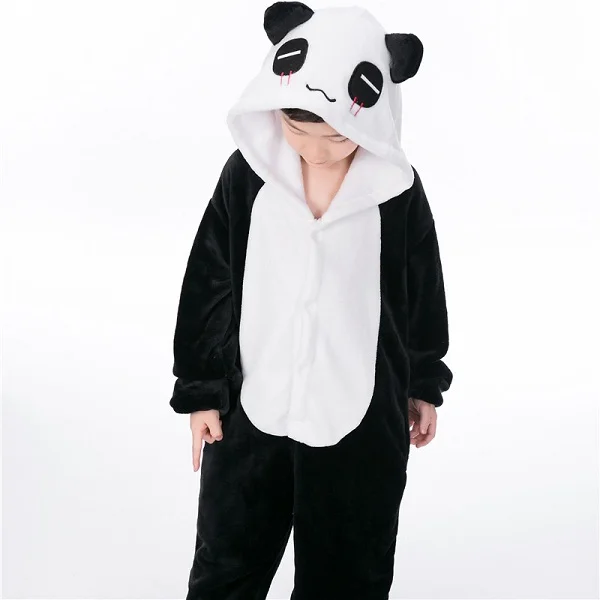 Panda (HY) Детские пижамы кигуруми в виде животных; зимняя теплая пижама для девочек и мальчиков; детская пижама с единорогом, ститчем и пандой; милый комбинезон с капюшоном для костюмированной вечеринки; одежда для сна - Цвет: Panda (HY)