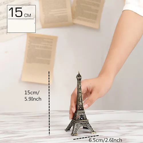 15cm Tower VILEAD 6 Size Zinc Alloy Paris Tower Model Figurines European Building Crafts Gift Office Home Decoration Hogar Ornaments - Color: 15cm Tower