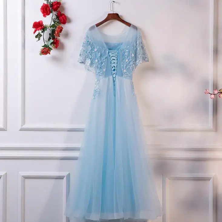 VENSANAC O Neck Flowers Embroidery A Line Long Evening Dresses 2018 Vintage Lace Appliques Party Tulle Prom Gowns | Свадьбы и