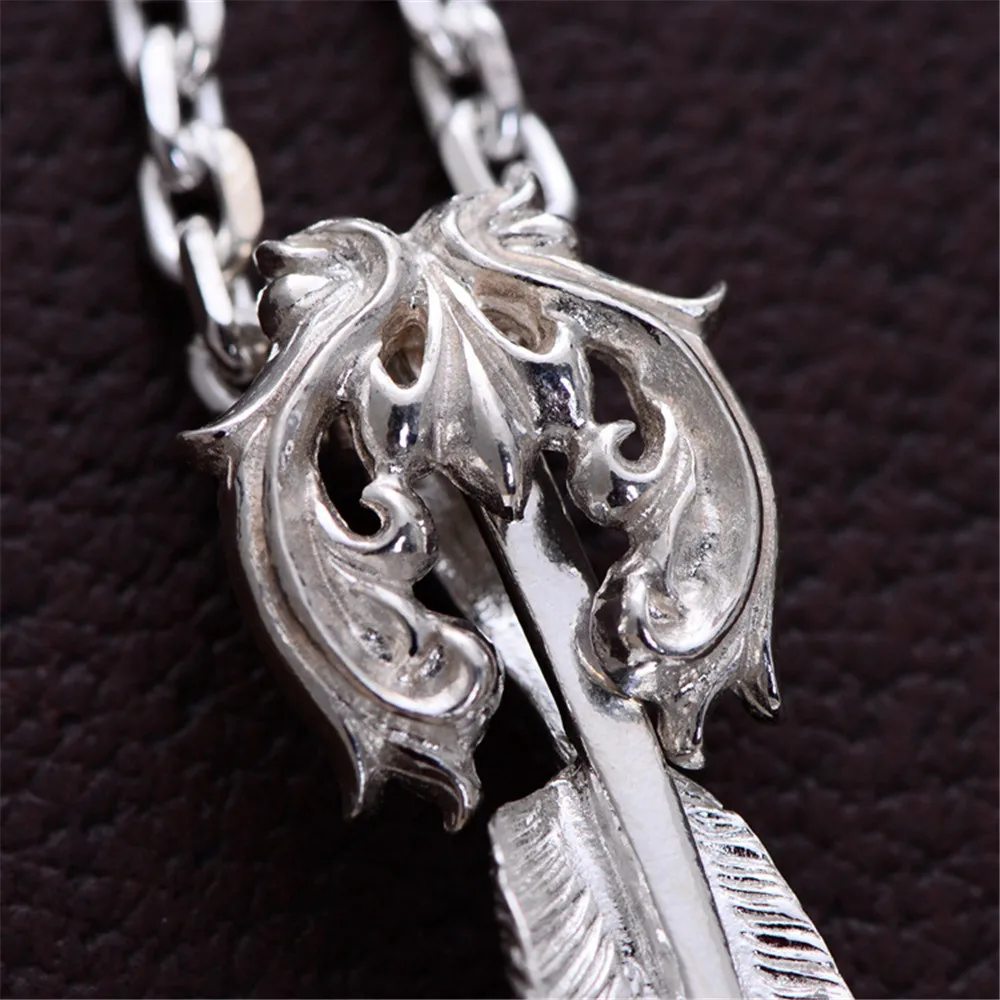 HFANCYW Solid 925 Silver Feather Pendant for Lovers with Chain Necklace Inlay Synthetic Blue Stone Jewelry Dropship | Украшения и