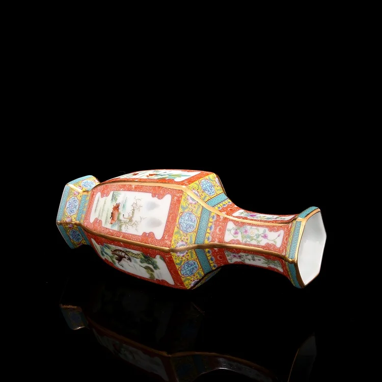 Qing Yong Zheng Эмаль Золотой Китайский Зодиак шестиугольная ваза античный фарфор