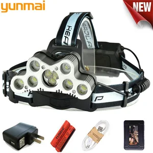 Фонарь налобный светодиодный с 9 светодиодами и USB-портом, 18650 лм