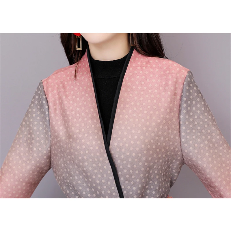 

New fashion trench coat women 2XL plus size loose autumn winter long sleeve printing temperament long windbreaker feminina JD454