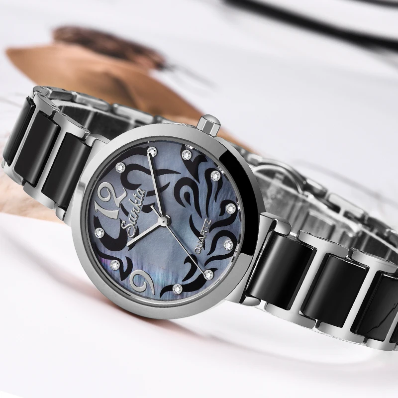 SUNKTA Diamond Quartz Women Watches Top Luxury Brand Simple Casual Waterproof Watches Women Girl Ceramic Clock Relogio Feminino enlarge