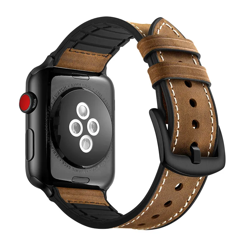 Кожаный+ Силиконовый ремешок для apple watch 4, 5, ремешок 44 мм, 40 мм, iwatch 3, ремешок 40 мм, 38 мм, ремешок для часов, браслет на запястье, ремень, аксессуары 4, 32