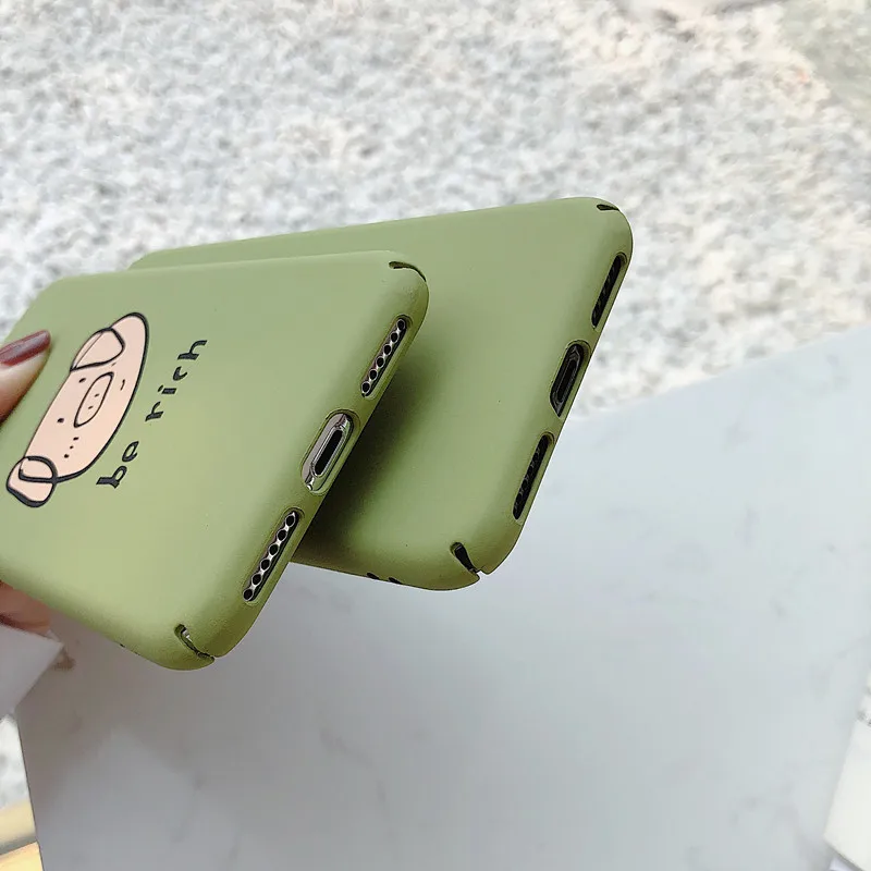 cartoon Lucky Pig Animal Case For iPhone 7 8 Plus Shockproof Hard Matte X XS Max XR 6s PC Phone Cover Funda |