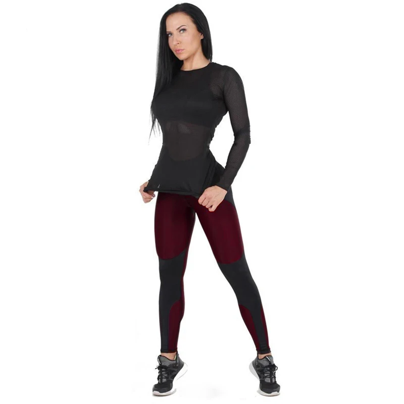 SALSPOR Women Patchwork Push Up Workout Leggings Elastic Slim Bodybuilding Leggins Female High Waist Quick Dry Legging | Женская одежда