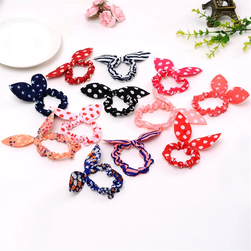 

20Pcs/Lot Girls Elastic Hair Bands Bows Scrunchies Rubber Band Kawaii Headdress Ribbon Rope Ring Kids Hoop Cute Hair Accessories
