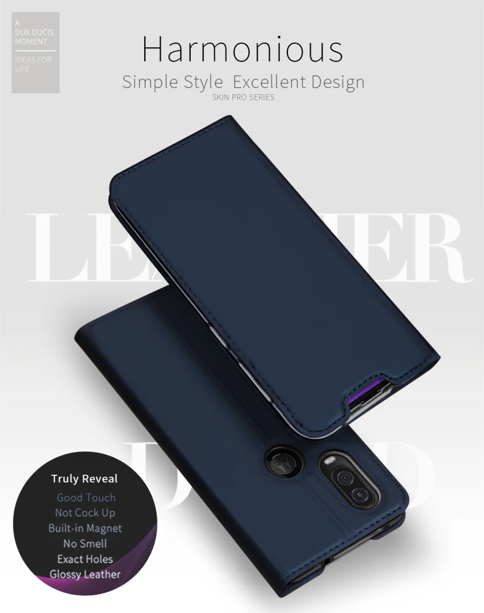 DUX DUCIS PU кожаный чехол для Motorola One Vision Coque Роскошный тонкий слот для карт откидная крышка для Motorola One Vision чехол