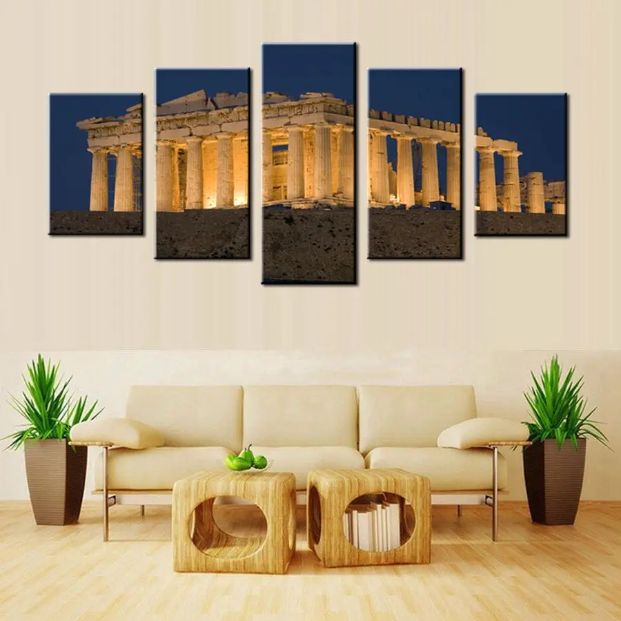 HD Печать Unframe партенон храм акрополис ночной вид пейзаж постер холст настенная