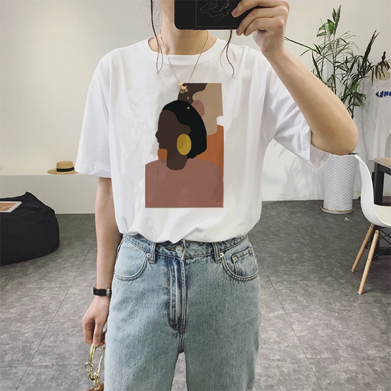 Женские Модные топы с принтом футболка ins женские Повседневная коротким рукавом