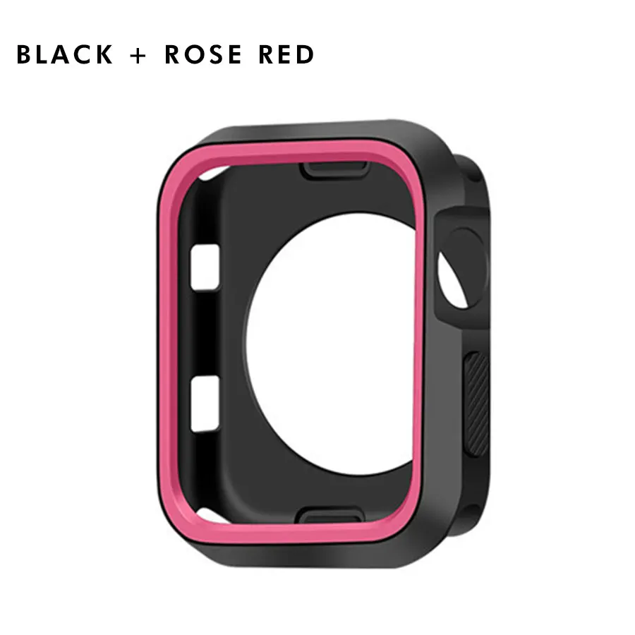 Black Rose Red Силиконовый чехол для часов Apple Watch Series 4/3/2/1 полный протектор Водонепроницаемый анти-детонационный бампер для наручных часов iWatch, 40 мм 44 мм, 38 мм, 42 мм - Цвет: Black Rose Red
