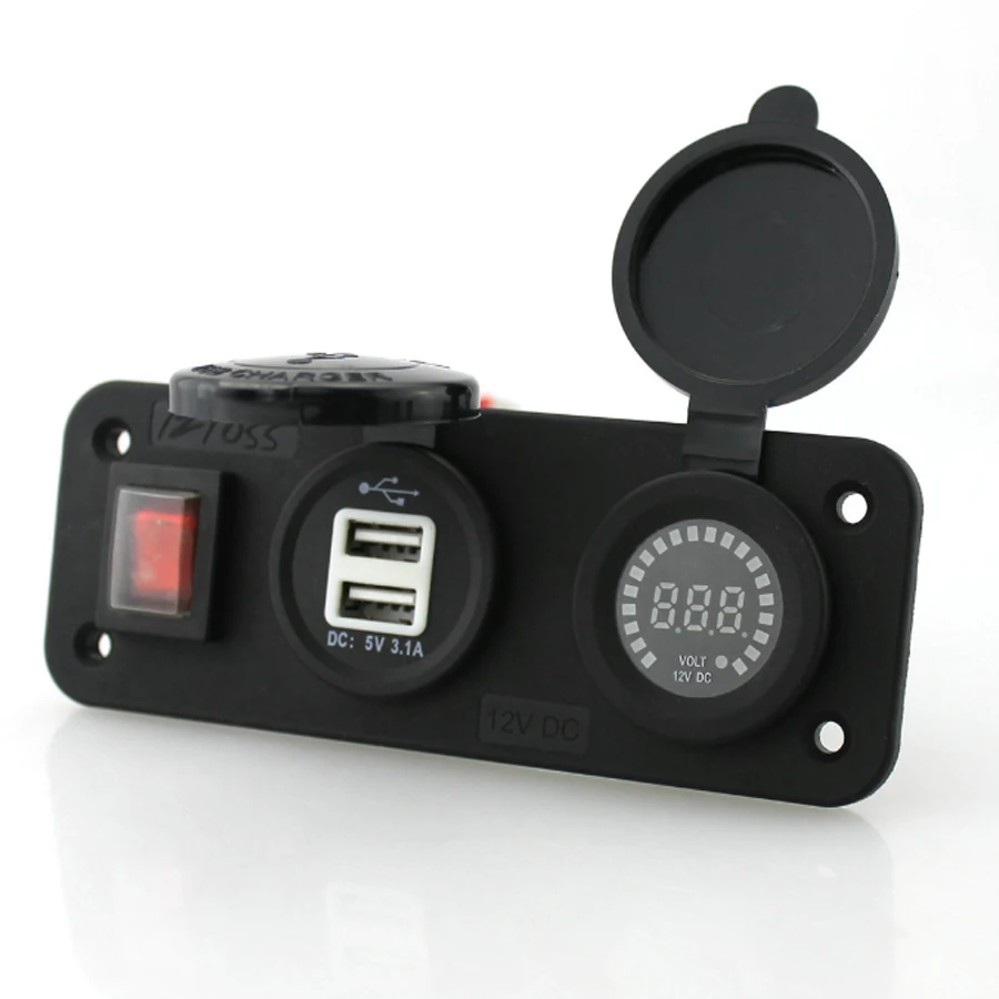 Водонепроницаемый 12V RV Морской Лодка Грузовик Мотоцикл вольтметр двойной USB