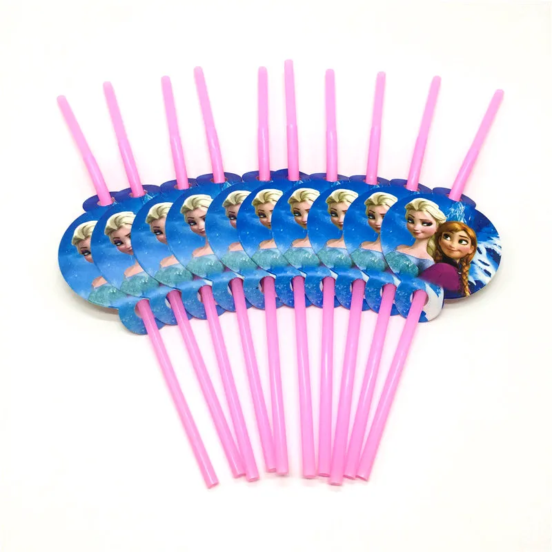 

Disney Elsa & Anna 10PCS Cartoon Plastic Drinking Straw Girl Birthday Party Straw Length 22cm Festival Straws Decoration Supply