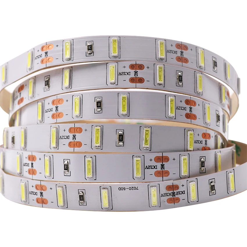 SAMSUNG чип светодиодный полосы 7020 SMD ультра яркие красные/зеленые/холодный белый Водонепроницаемый, 12 В, 5 м, 60 светодиодный s/m полоса светильник ярче SMD 5630