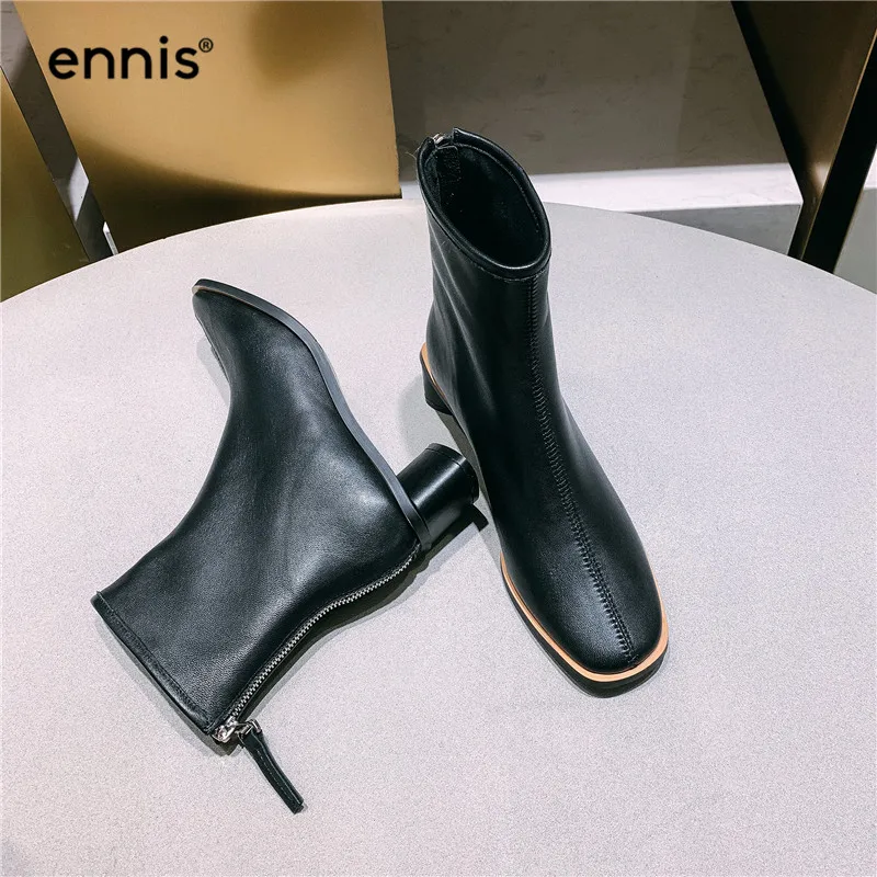 ENNIS/; Модные ботильоны; женские ботинки из натуральной кожи; обувь с круглым носком; ботинки из мягкой кожи; женские осенние повседневные ботинки; A951