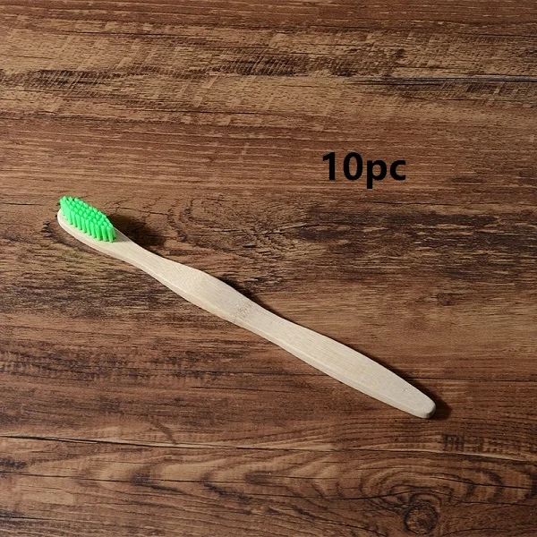 10pc Green 10-pack минималистичный дизайн зубная щетка для взрослых es бамбуковая зубная щетка нейлоновая Жесткая Щетина низкоуглеродистая биоразлагаемая бамбуковая ручка - Цвет: 10pc Green