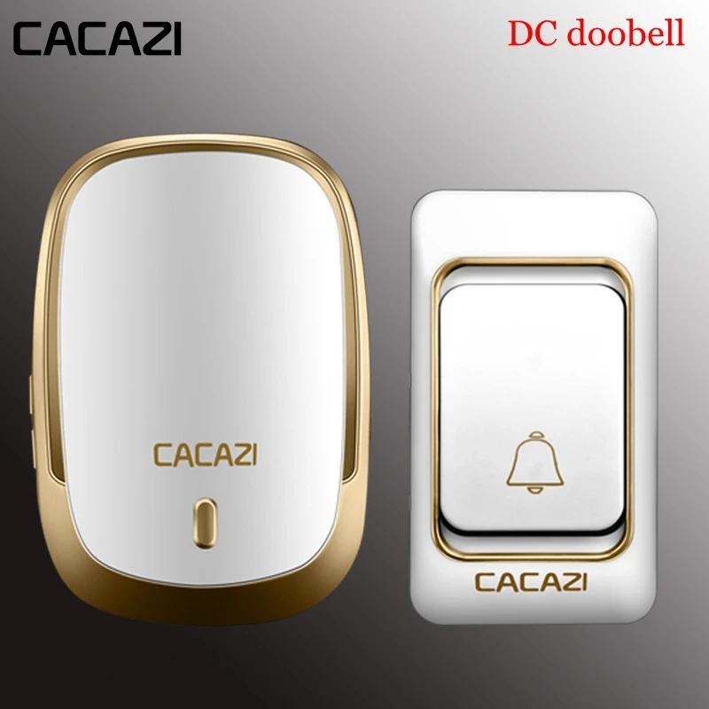 Gold1x1 Беспроводной дверной звонок CACAZI, батарейка постоянного тока, кнопка управления дверным звонком, дистанционный светодиодный светильник 200 м, Домашний Беспроводной звонок, 4 громкости, 36 колокольчиков - Цвет: Gold1x1