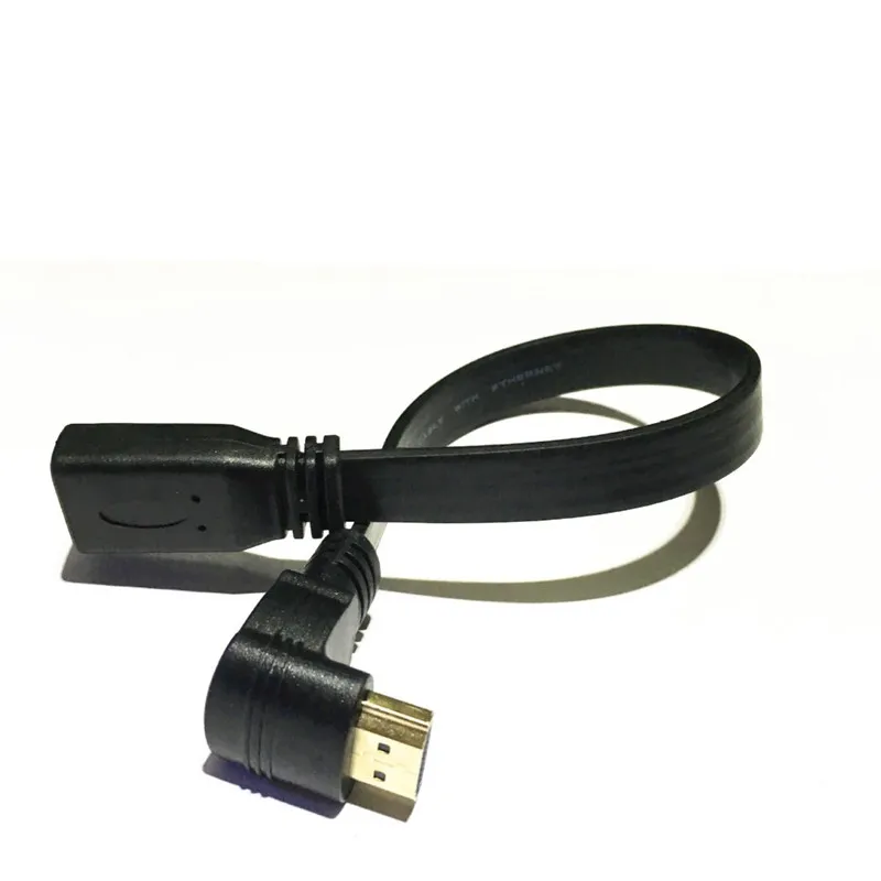 Плоский тонкий Высокоскоростной HDMI кабель-удлинитель A папа-папа 90 градусов вверх/вниз угол шнура AM/AM 0,3 м/30 см/1 фут