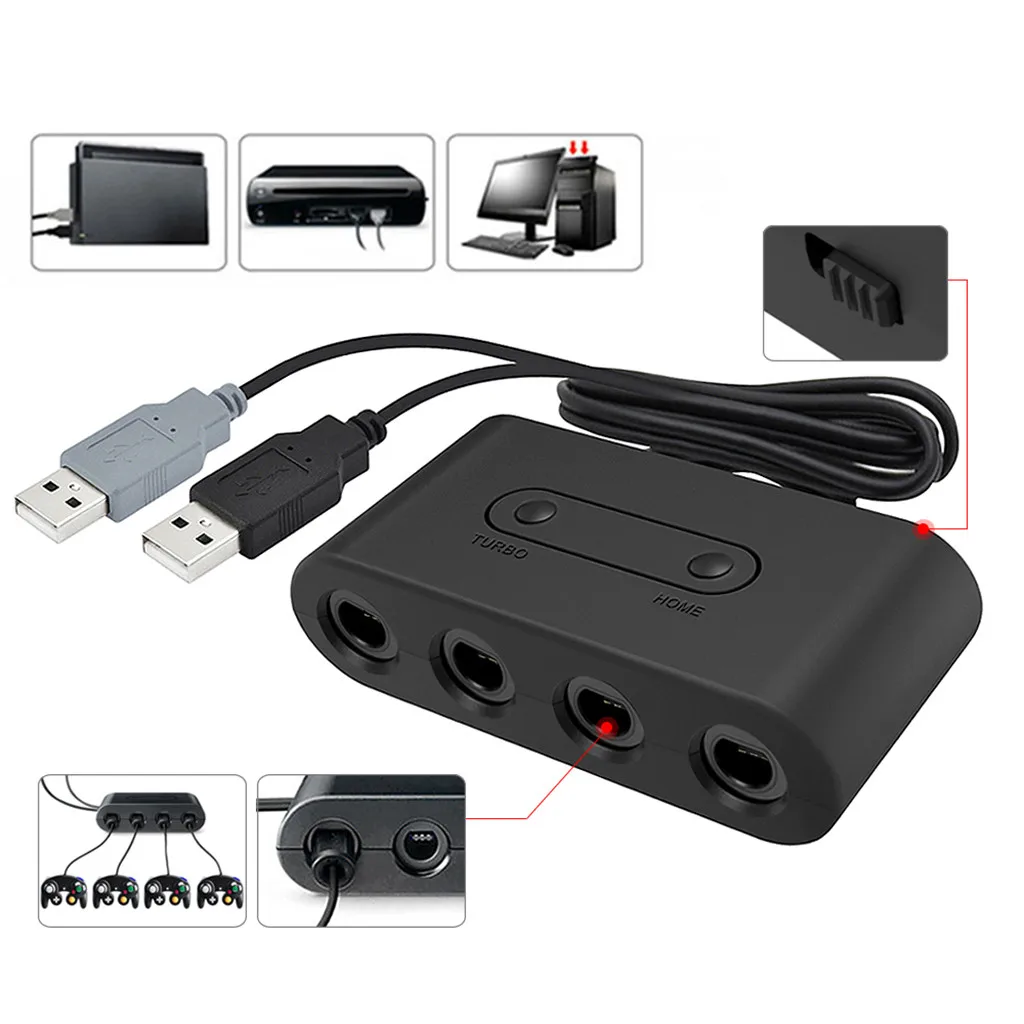 Горячая Gamecube контроллер адаптер 4 порта USB для NGC Nintendo Switch/Wii U /PC 3in1|USB-адаптеры| |